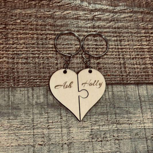 Personalised Heart Puzzle Keychain