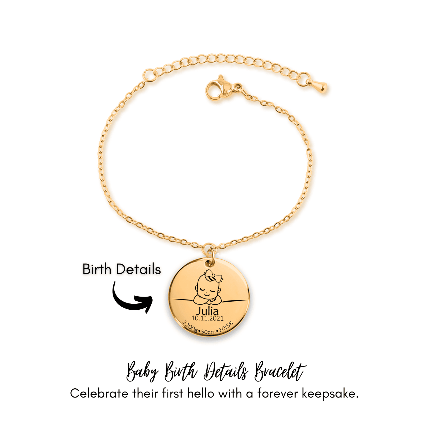 Baby Birth Coin Bracelet
