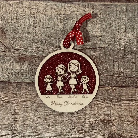 Personalised Wooden Engraved Family Ornaments